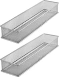 YBM HOME Silver Mesh Drawer Cabinet and or Shelf Organizer Bins, School Supply Holder Office Desktop Organizer Basket (2, 3x12x2 Inch)