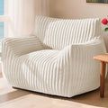 Giant Bean Bag Chair for Adults, Oversized Memory Foam Bean Bag Sofa with Armrests, Large Comfy Fluffy Single Lounges Mini Couch for Living Room, Bedroom & Dorm Beige