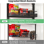 SNTD Over the Door Pantry Organizer - 8 Tier Adjustable Pantry Door Spice Organizer, Large Capacity Hanging Door Spice Rack for Kitchen Pantry Organizers and Storage (Black, 17" W x 6" D x 69" H)