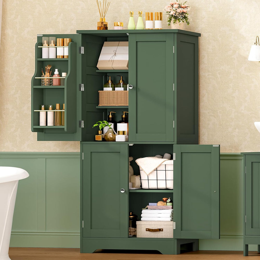 TEENFON 51" H Pantry Cabinet with 4 Doors, Kitchen Cabinet with 6 Door S...