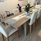 DAGONHIL Dining Chairs Set of 6, Modern Upholstered Fabric Dining Room Chairs, Armless Kitchen Chairs with Wood Legs and Padded Seat for Living Room, Bedroom, Kitchen (Beige)