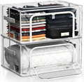 Sorbus Storage Bins with Metal Frame - Stackable & Foldable Clothes Organizer Bags - Clear Soft Plastic Storage Containers (2 Pack, Small)