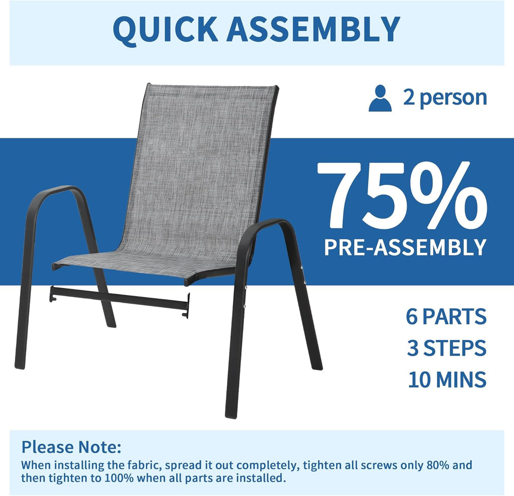 PIZZELLO Patio Chairs Set of 4, Outdoor Stackable Dining Chairs