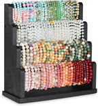Emfogo Bracelet Holder, 4 Tier Bracelet Organizer Storage for Bracelets Bangles Watch Scrunchies, Rustic Wood Jewelry Organizer Display for Home, Vendors, Craft Shows and Store(Black)