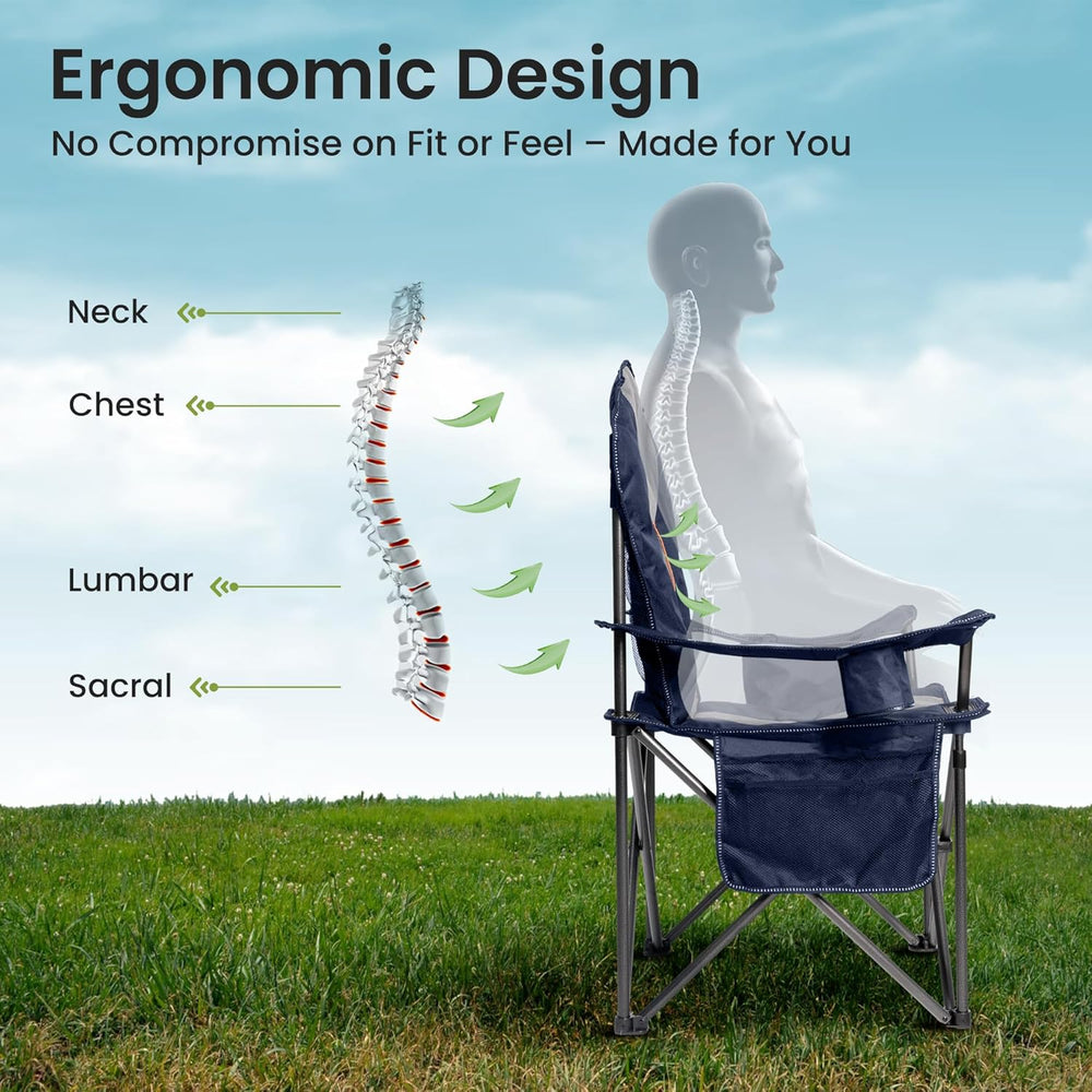 Oversized Camping Chair Heavy Duty- Portable Folding Chair, Cup Holder & ...