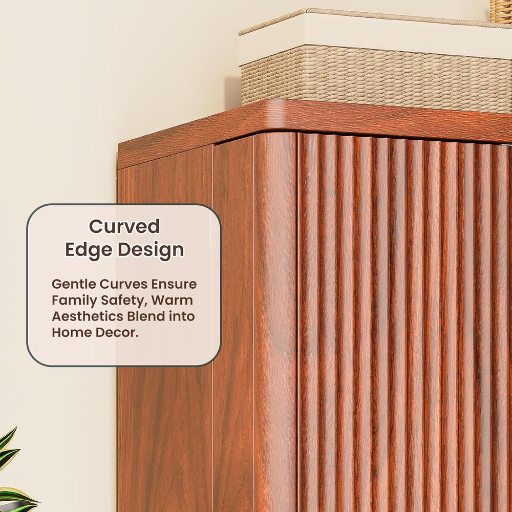 72" Tall Kitchen Pantry Modern Fluted Wood Storage Cabinet with Doors,6 ...