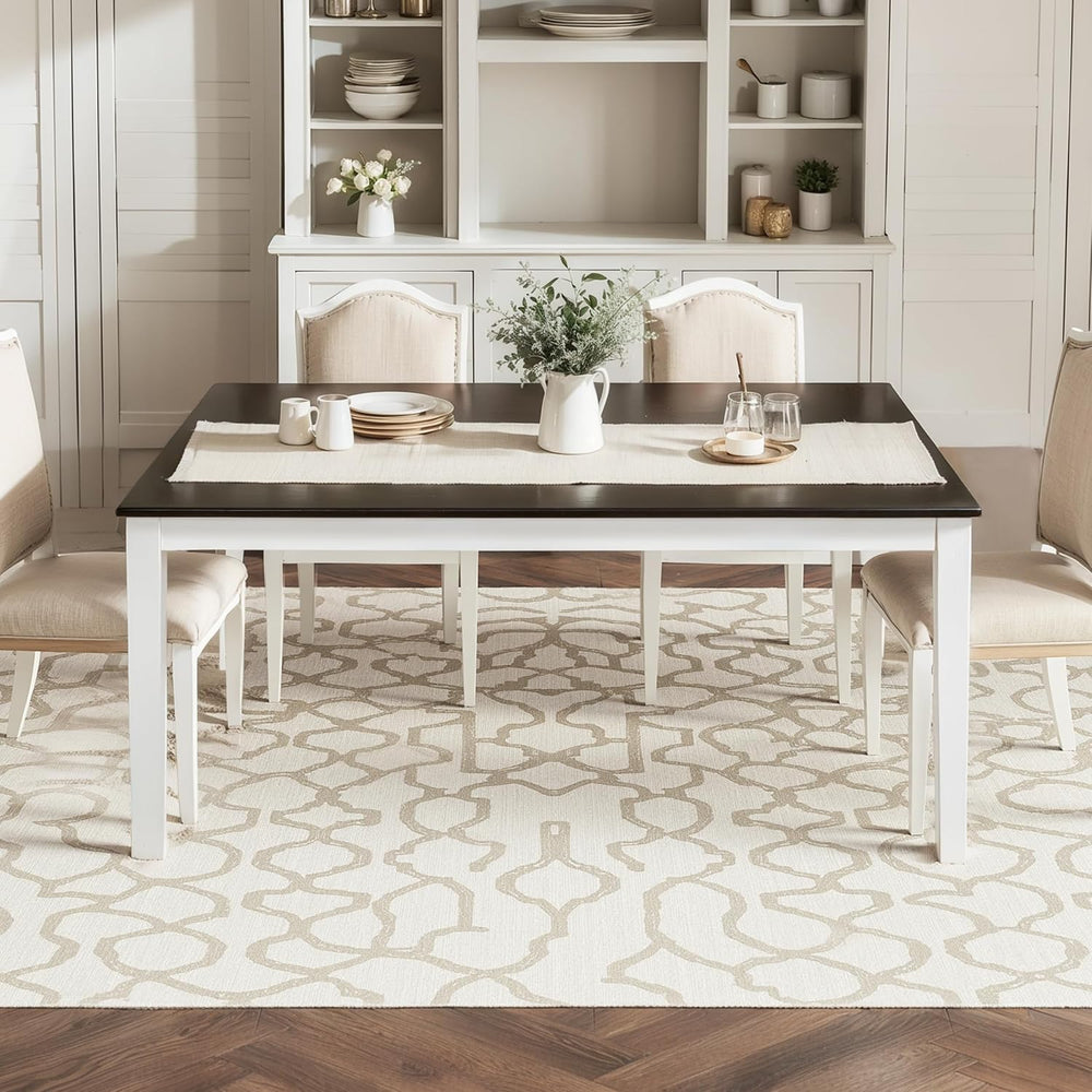 Hokway Dining Table for 4-6, 64 Inch Rectangular Solid Wood Kitchen Table, Mo...
