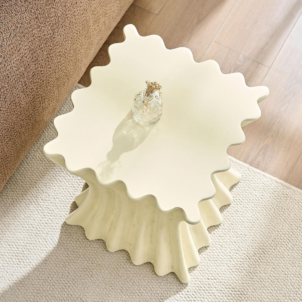 15.16" Square Sofa Side Table with Creative Wavy/Scallop Edge Design, Mo...