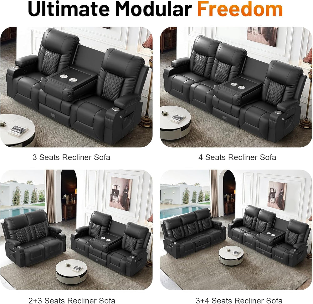 FURNIMAT Recliner Sofa, Modern Dual Reclining Sofa with Flip Back Console, 4 ...