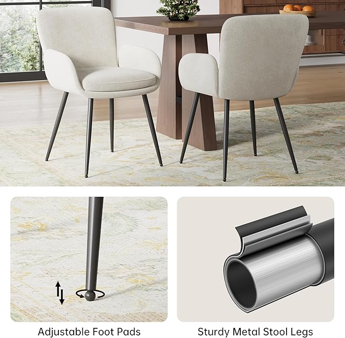 VKNOW Modern Dining Chairs Set of 6, Upholstered Dining Room Chair with Armre...