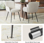 VKNOW Modern Dining Chairs Set of 6, Upholstered Dining Room Chair with Armrest, Kitchen Chairs with Curved Ergonomics Backrest for Living Room, Dining Room, Kitchen, Beige