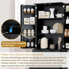 DSHADE 72'' Modern Fluted Kitchen Pantry Cabinet - 2 Drawers & 8-Door Spice Rack, Freestanding Storage Organizer for Bathroom, Dining Room, Office, Entryway, Black, Easy Assembly