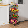 Stackable Fruit Vegetable Basket 4 Tier Kitchen Storage Rolling Cart | metal frame, 9.4“ width for small ppace, easy assembly, veggie rack for potato onion produce apple banana, move smoothly