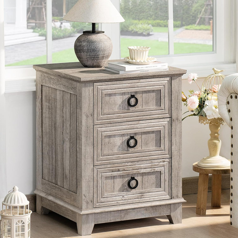 Joaxswe Farmhouse Nightstand Set 2, 18'' End Table | Sofa Bed Side Ta...