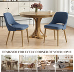 MALOL Wooden Dining Chairs Set of 2, Modern Fabric Upholstered Dining Room Chair, Kitchen Side Chairs, Farmhouse Armless Dinner Chair with Open Back for Kitchen, Blue