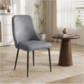 Modern Dining Chairs, Faux Leather Upholstered Dining Room Chair Kitchen Chairs Dinner Side Chair with Curved Back and Metal Legs for Kitchen, Dining Room, Living Room, Grey