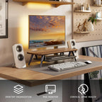 Fenge Monitor Stand, Monitor Stands Riser for Desk, 23.6 Inch Wood Desk Shelf with Storage Organizer and Cable Management for Office Desk Accessories