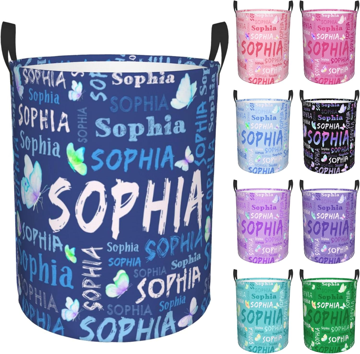 Custom Name Laundry Hamper, Personalized Laundry Basket with Name for Laundry Room Dorm Bedroom, Customized Name Dirty Clothes Hamper with Handles for Clothes Toy Boys Girls Men Women