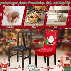 Christmas Chair Covers, Stretch Dining Room Chair Covers Set of 8, Christmas Decoration/Home Decor Chair Protector Slipcovers