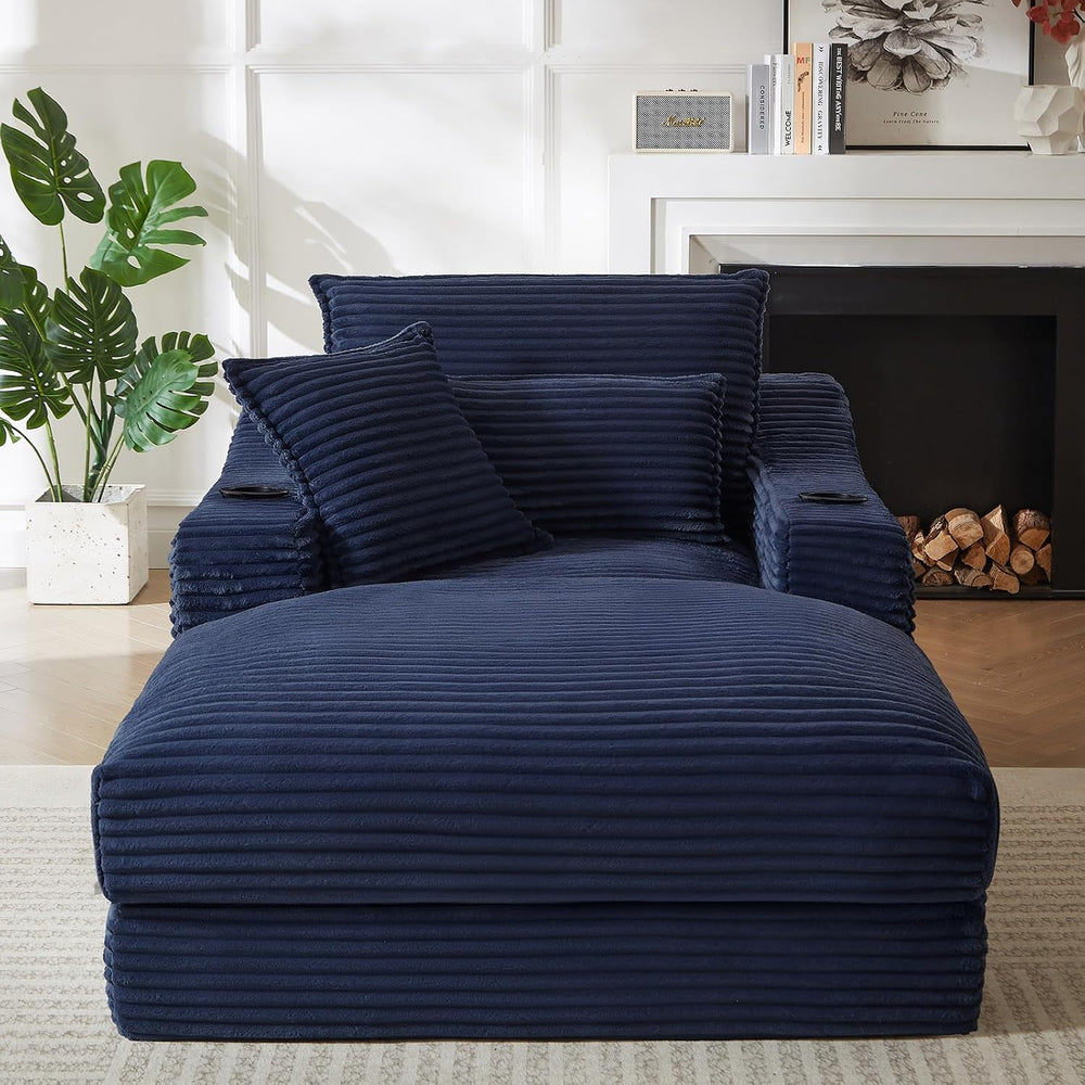47.2"Oversized Chaise Lounge Chair Indoor,Corduroy Reading Chair with Cu...