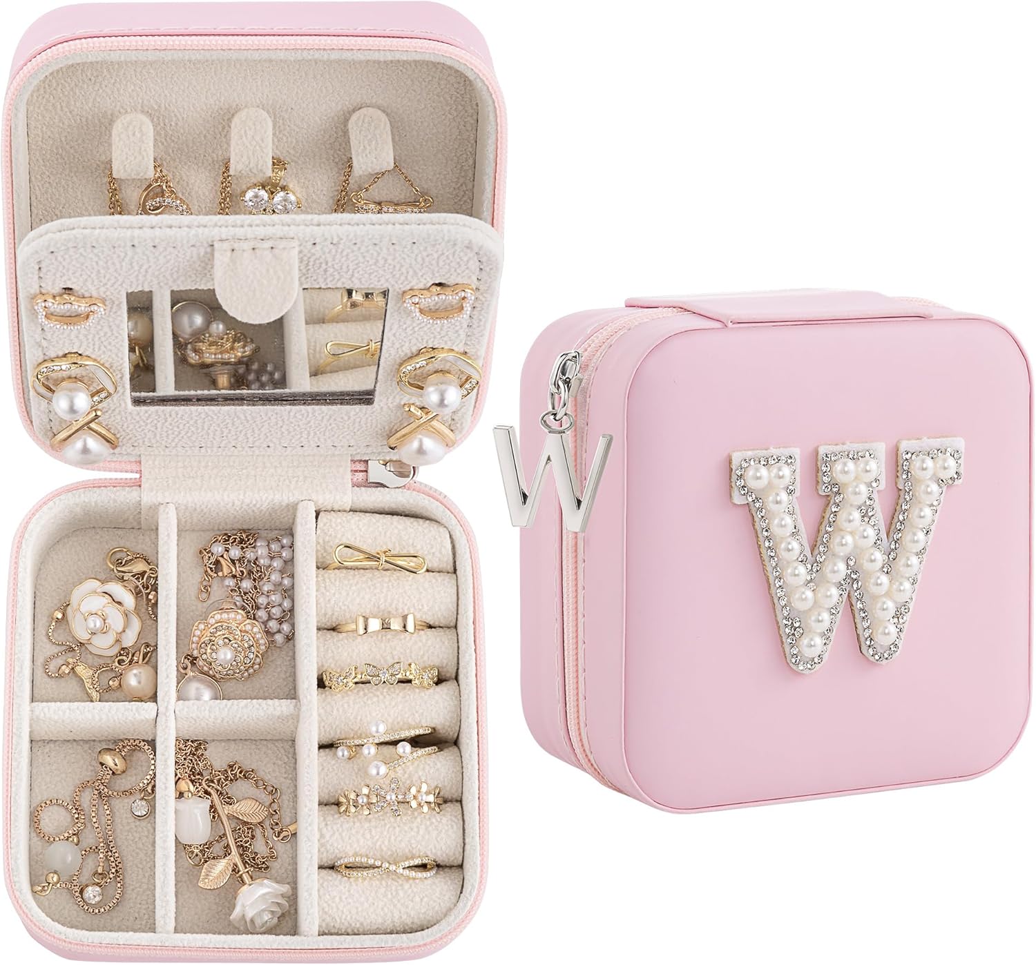 Birthday Gifts For Women, Initial Jewelry Box, Travel Jewelry Case, Gifts for Wife Girlfriend, Small Travel Jewelry Organizer, Gift for Girls, Graduation Gifts for Her, Bridesmaid Gifts