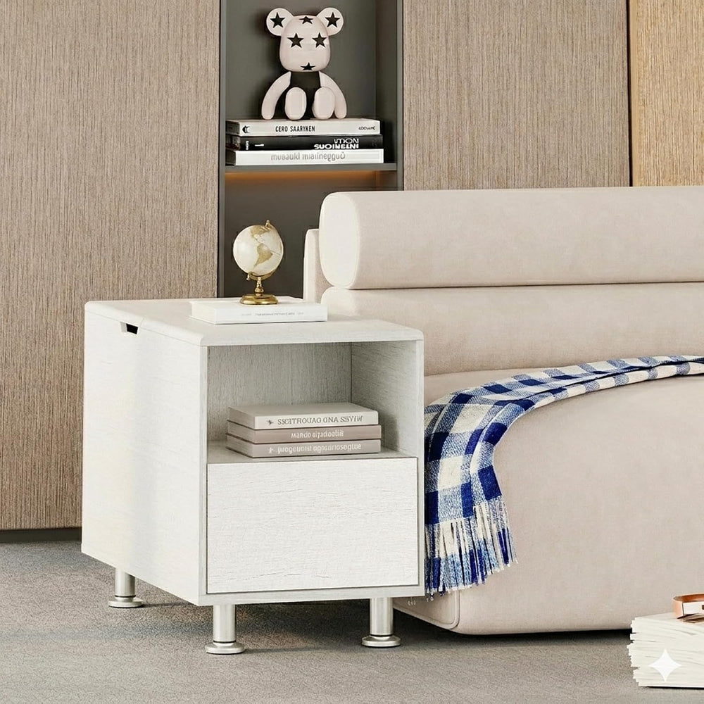 Rresyet Modular Sofa Console with Storage, Adjustable Height Side Table with ...