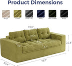 MAXYOYO 79" Loveseat Sofa Couch for Small Spaces, Upholstered Boneless Cloud Couch for Apartment Bedroom, 2-Seater Love Seat Floor Modern Sofa with Pillows, No Assembly Required, Green