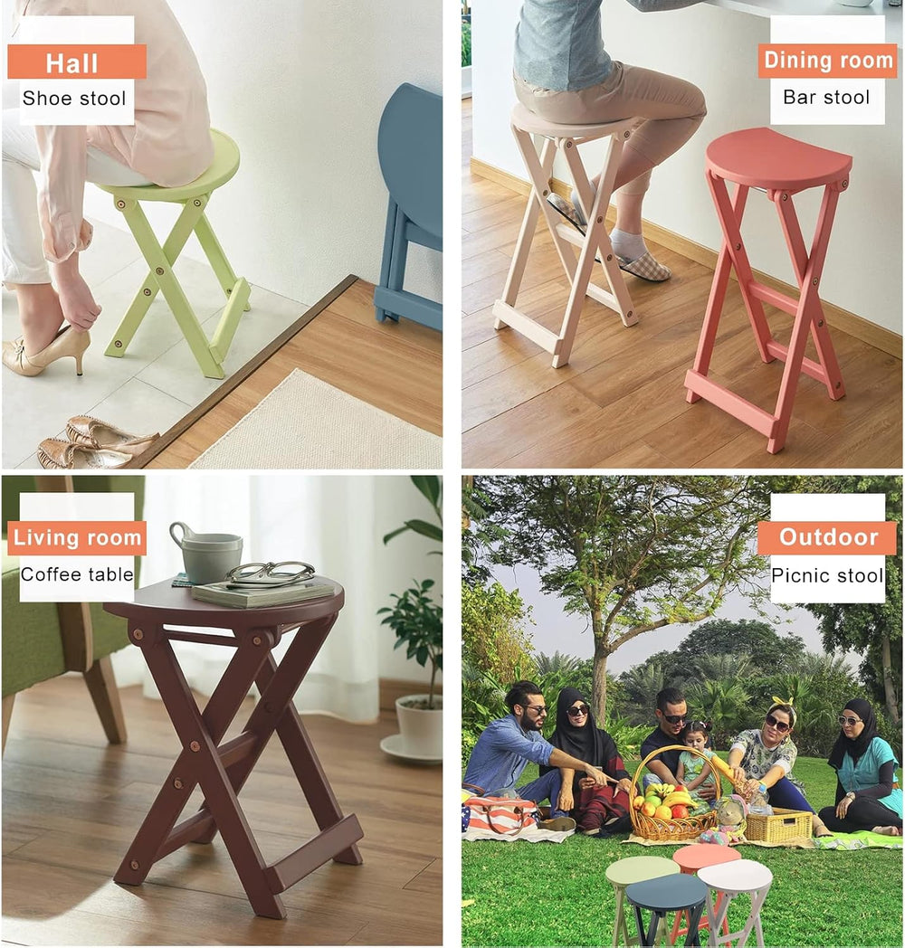 SAZDFY Folding Wood Barstools,Kitchen Counter Height Stool Portable Bar Stool...