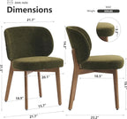 YOUNIKE Olive Green Dining Chair with High Back Set of 3 Mid Century Modern Kitchen Chair Boucle Fabric Upholstered Armless Accent Chair 20" Wide Padded Seat with Wooden Legs for Living Room Bedroom