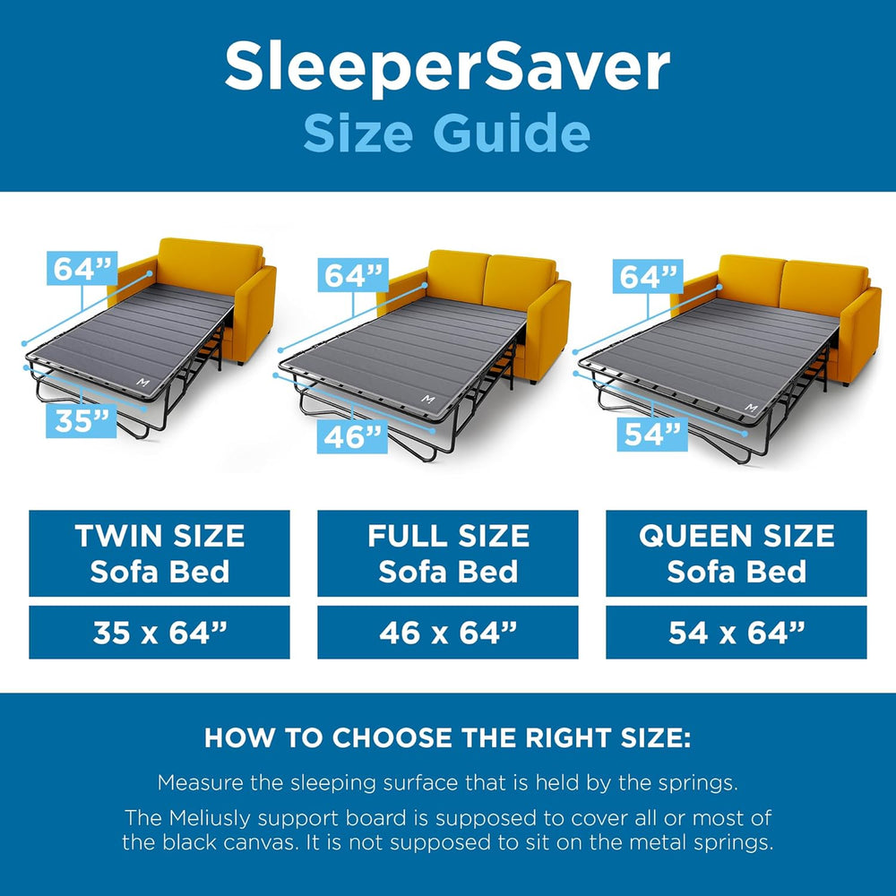 Meliusly Sleeper Sofa Bed Support Board Queen (54x64) - Permanent Fit | Sleep...