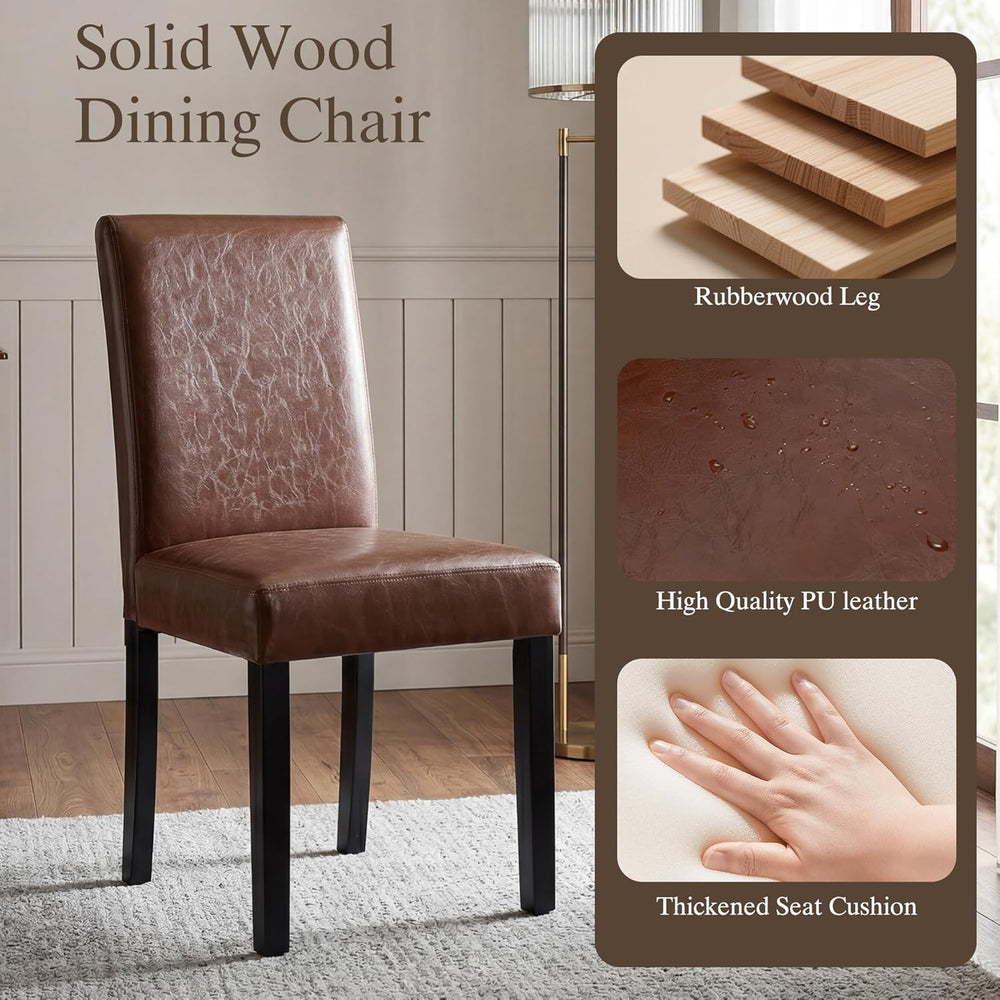 LSSBOUGHT Modern Dining Chair Urban Style Linen Kicthen Chairs with Solid Woo...