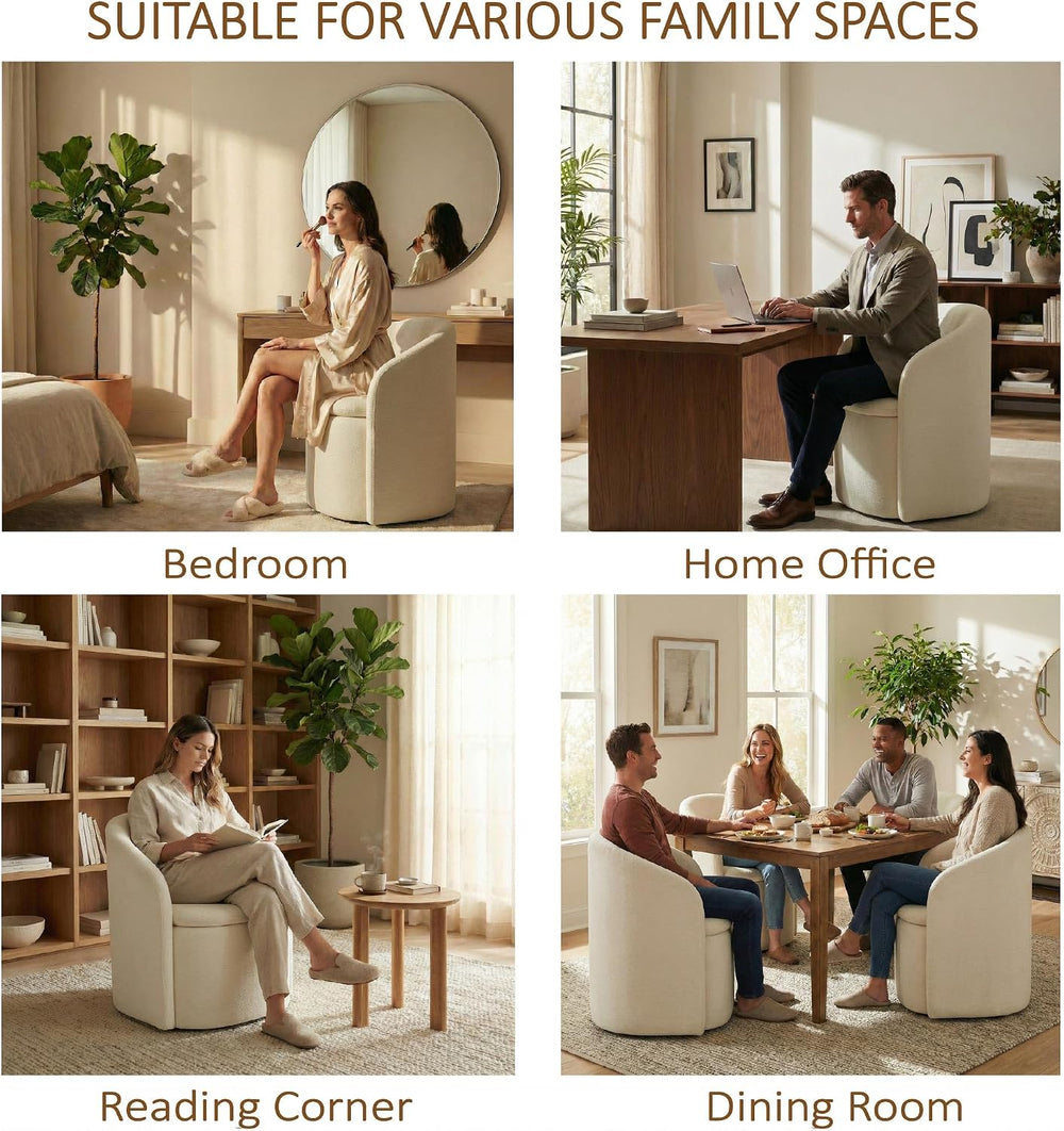 KISLOT Upholstered Dining Chairs with Casters, No Assembly Rolling Modern Din...