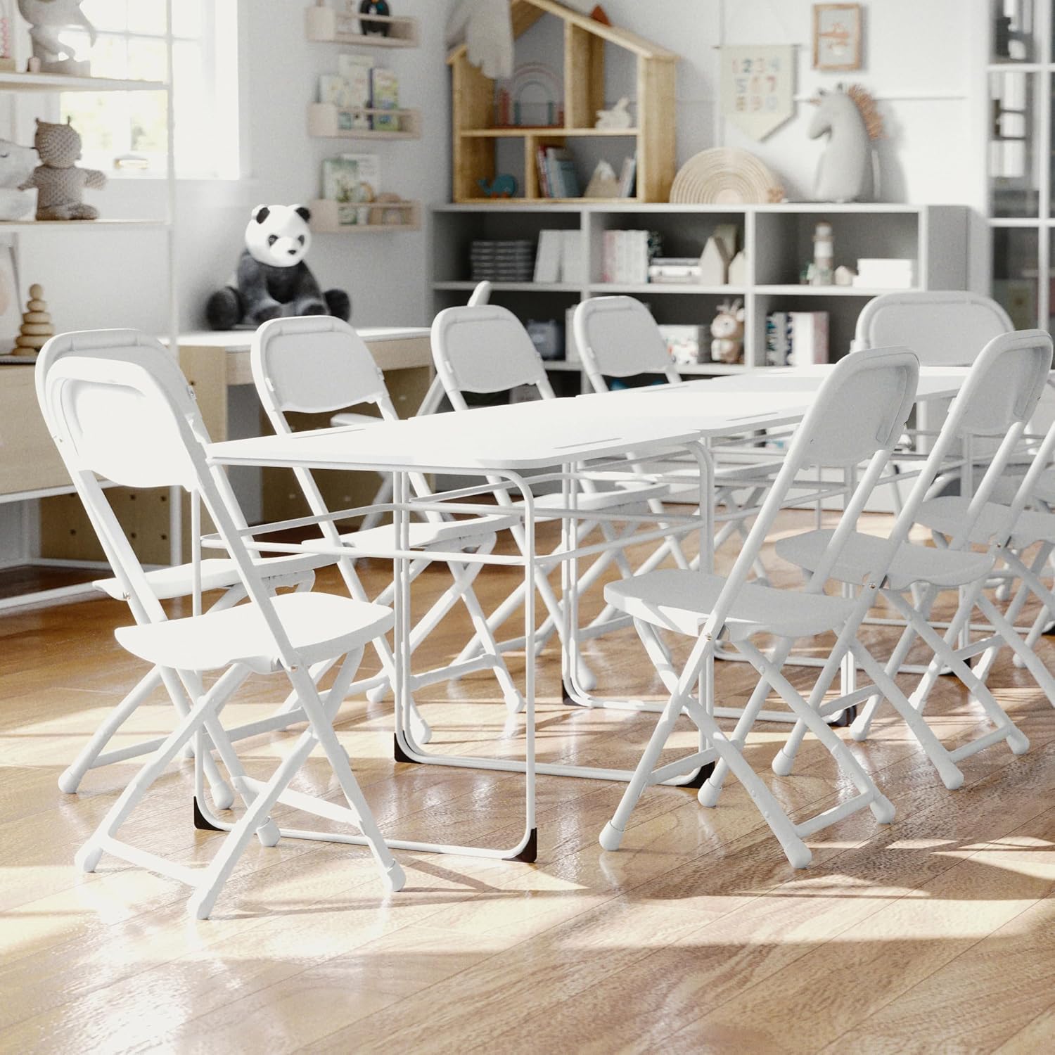 Flash Furniture Kids White Plastic Folding Chair | Durable Construction, Commercial Use
