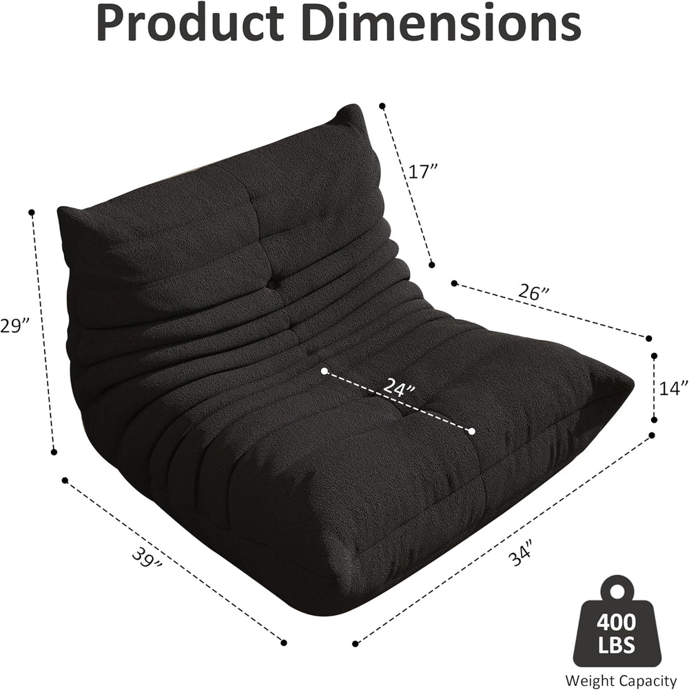 Giant Bean Bag Chair for Adults,Comfy Lazy Fireside Accent Chair with Memory ...