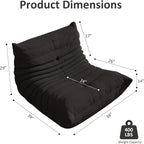 Giant Bean Bag Chair for Adults,Comfy Lazy Fireside Accent Chair with Memory Foam,Cozy Single Floor Sofa Couch Boneless Chaise Lounge for Living Room Bedroom Gaming Room(Black,1Seater)
