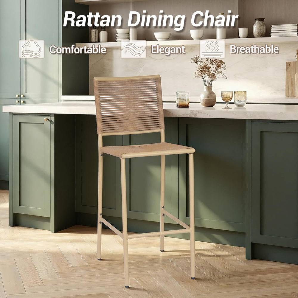 Outdoor Counter Bar Stools Set of 4, 30" Height Patio Rattan Stools, All...
