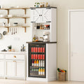 73'' Tall Mini Fridge Cabinet with Storage Hutch, Farmhouse Coffee Bar with Mini Fridge Space, Wine Bar Cabinet for Kitchen, Dining Room, Living Room