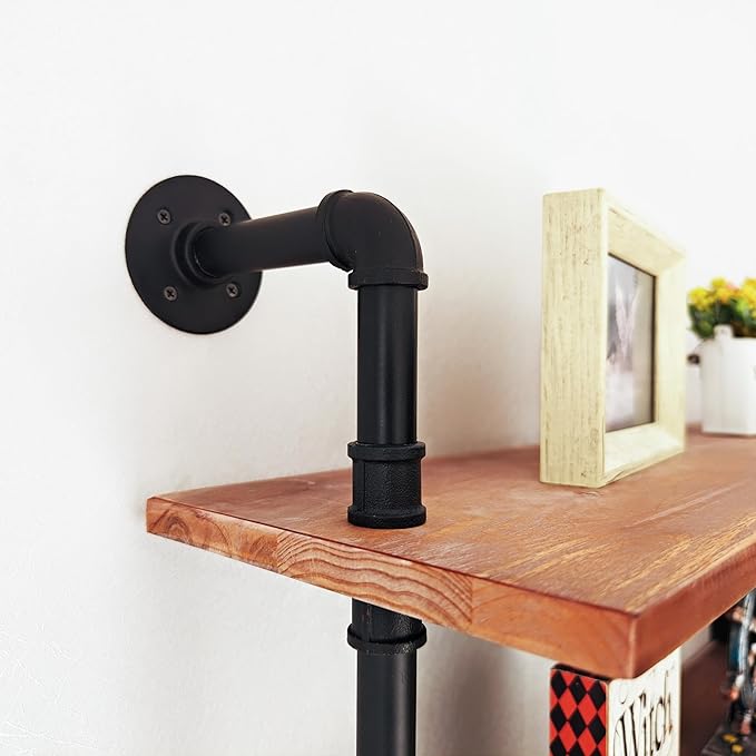 Industrial Ladder Shelf Bookcase, Wall Mounted Rustic Bookshelf, Retro Wood M...