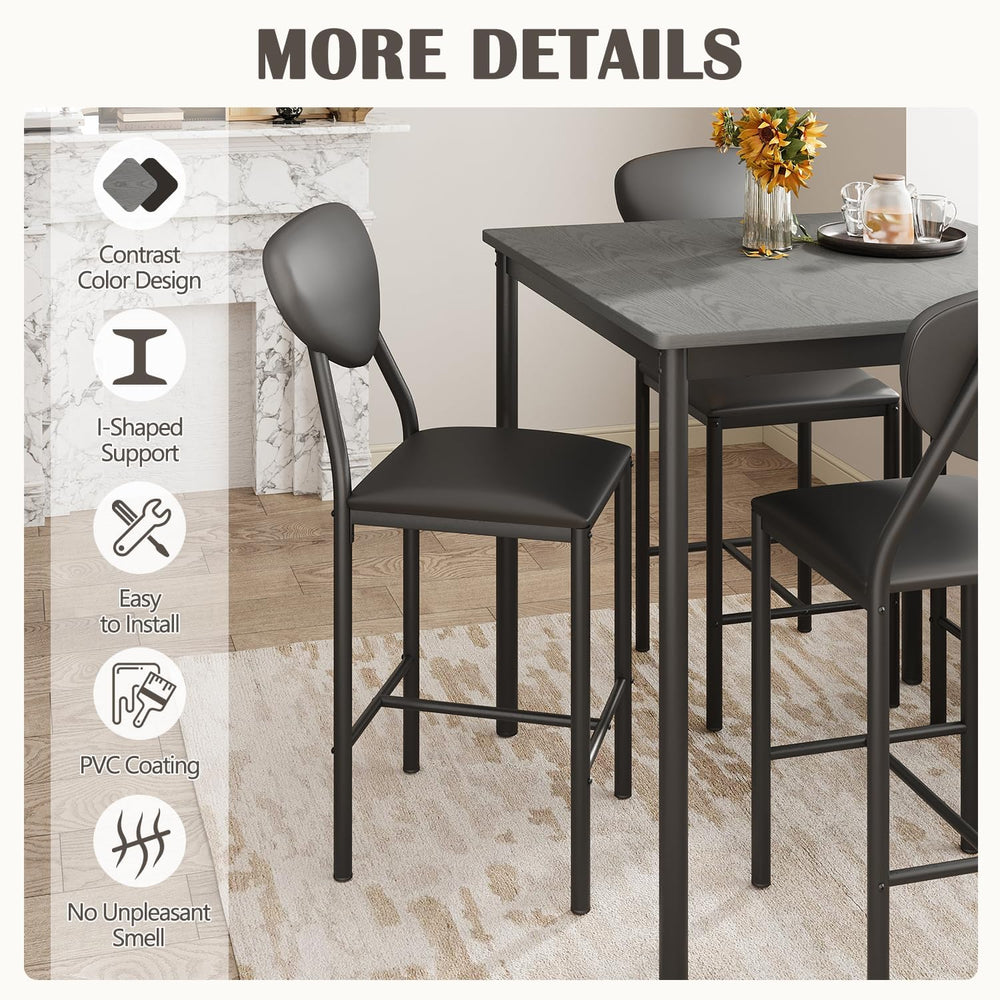 EROMMY Dining Table Set for 4, Modern Kitchen Table and Chairs with PU Leathe...