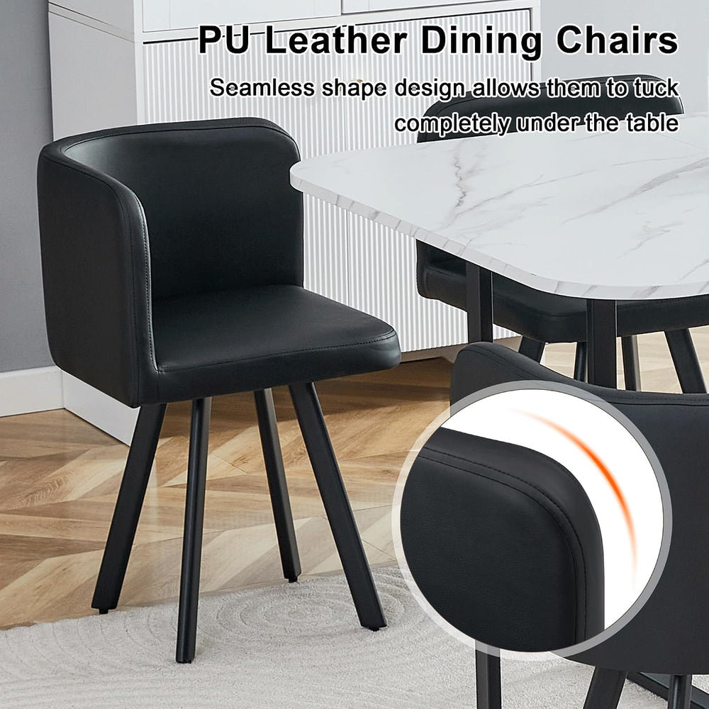 Merax 7-Piece Dining Set with Faux Marble Table, PU Upholstered Chairs, Space...