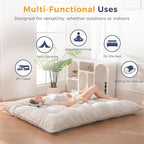 MAXYOYO Japanese Floor Mattress Full Size, 6" Foldable Futon Mattress Tufted Roll Up Floor Bed, Thick Chenille Tatami Mat Sleeping Pad for Camping Guest Room Dormitory Bedroom RV, Beige