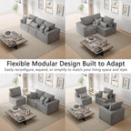 Homall Sectional Couches for Living Room, Modern Boneless Couch with Deep Seat, Upholstered Cloud Sofa, No Assembly Required (Dark Grey, Three-Seater Sofa)