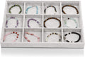 Juvale Velvet Stackable Jewelry Organizer Tray - 12-Grid Bracelet Holder & Ring Organizer - Velvet Jewelry Tray with Soft Compartments - Bracelet Holder Drawer Fits Standard Drawers - 14 x 9.5 In Gray