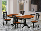 East West Furniture PLNI5-BCH-W 5 Piece Dining Room Furniture Set Includes an Oval Wooden Table with Butterfly Leaf and 4 Kitchen Dining Chairs, 42x78 Inch, Black & Cherry