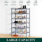 Smiry Shoe Rack, 6 Tier Thick Bamboo Shoe Organizer, Stackable Free Standing Wooden Shoe Storage Shelf for Closet, Entryway, Front Door Entrance, Grey