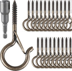 24 PCS Q-Hanger Hooks, Screw Hooks for Outdoor String Lights, Safety Buckle Design Cup Eye Hook for Hanging Christmas Lights, Plants, Mounted on Wall Ceiling, Include 1 Wing Nut Driver, Copper
