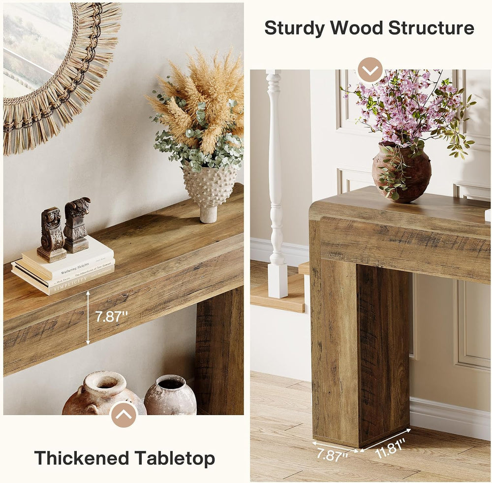 Tribesigns 70.9-Inch Extra Long Console Table | Rustic Wooden Sofa Table Behi...