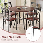 VECELO Metal Dining Chairs Set of 4, Steel Legs and PU Leather Cushion Seats for Kitchen, Living Room, Brown