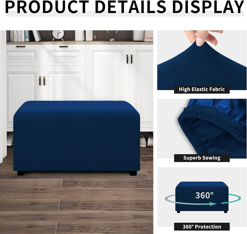 Easy-Going Waterproof Stretch 40x40x15inch Square Ottoman Cover Footstool