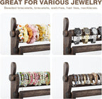 TOPNEW 5 Tier Wooden Bracelet Holder, Scrunchie Bangle Watch Necklace Display Storage Jewelry Holder Stand Display Organizer, Brown